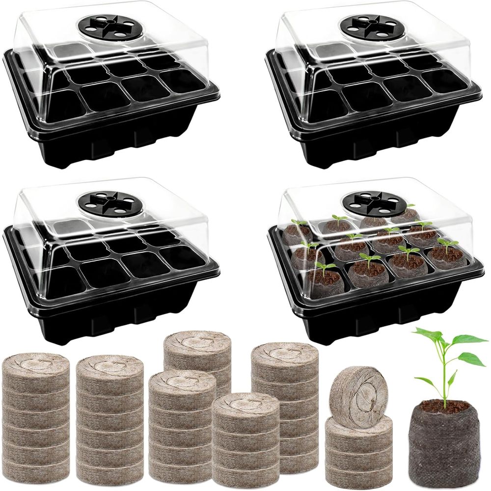 Peat Pellet Tray - Set di 4 Vassoi per Semina