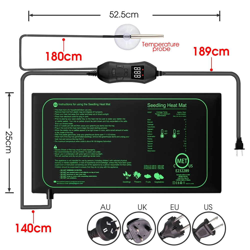 50W EU-US/UK/AU Termostato Reg - Heat Mat Seedling recensione e prezzo